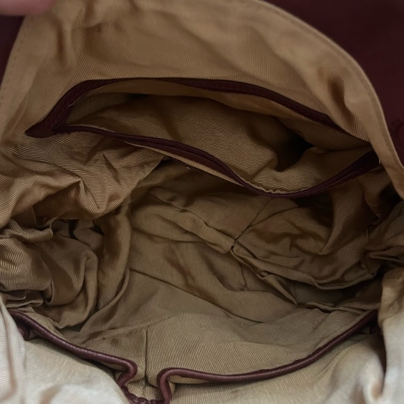 Elliott Lucca | Brown Leather Hobo Bag with Nailhead Detail - Picture 5 of 6